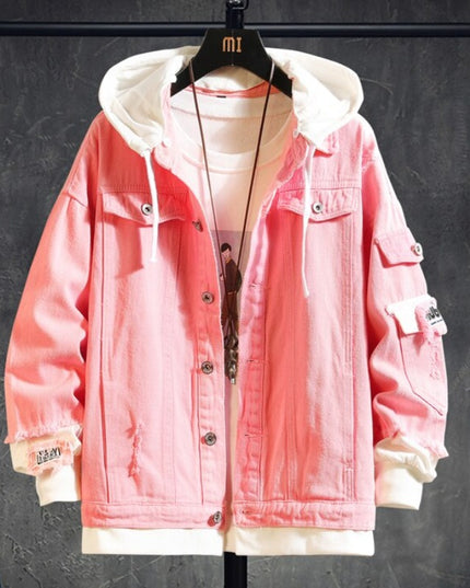 Męska kurtka jeansowa oversize z kapturem