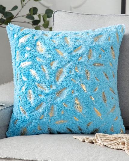 Poszewka na poduszkę futrzana ze złotym motywem