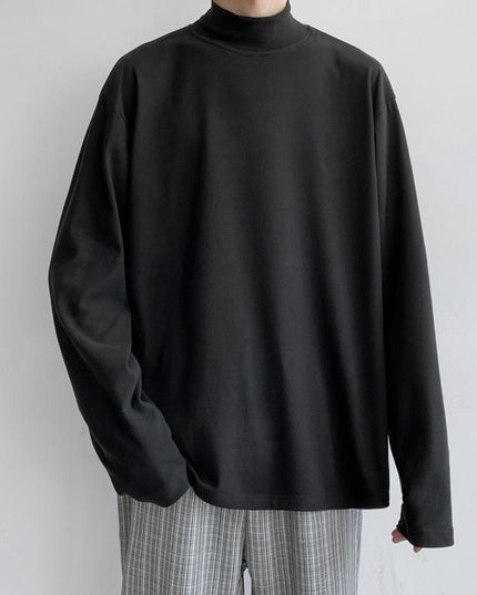 Męska koszulka z długim rękawem o luźnym kroju z golfem