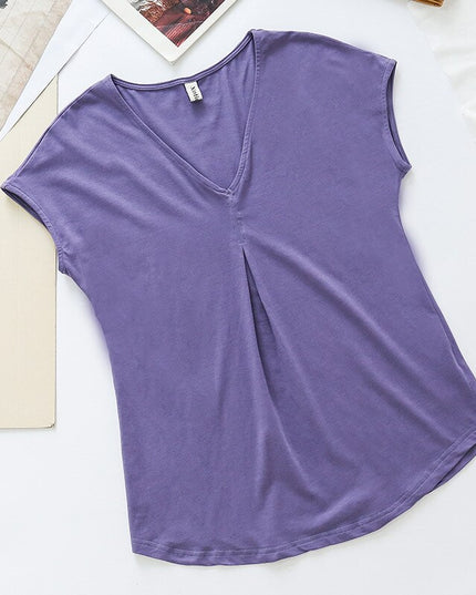 Damski T-shirt z dekoltem V o luźnym kroju