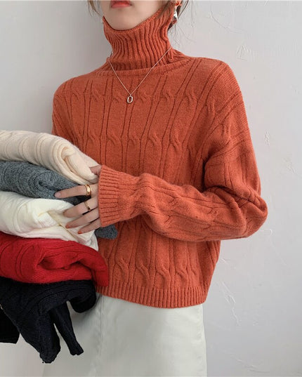 Damski sweter teksturowany z golfem