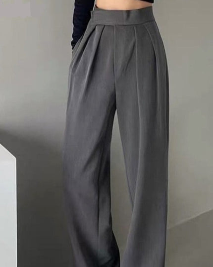 Damskie spodnie materiałowe taliowane z szerokimi nogawkami