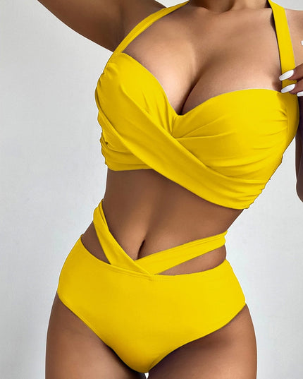 Damski dwuczęściowy strój kąpielowy bikini z głębokim dekoltem