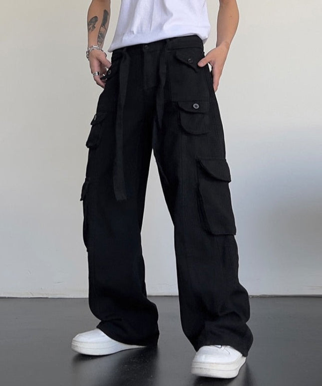 Męskie spodnie cargo z szerokimi nogawkami
