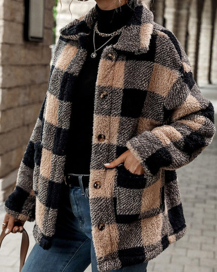 Damska kurtka przejściowa koszulowa w kratkę