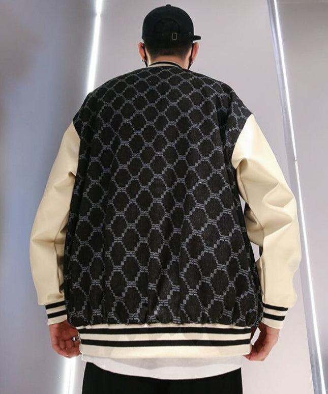 Męska kurtka przejściowa bomberka o luźnym kroju z nadrukiem