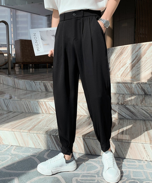 Męskie spodnie eleganckie o luźnym kroju