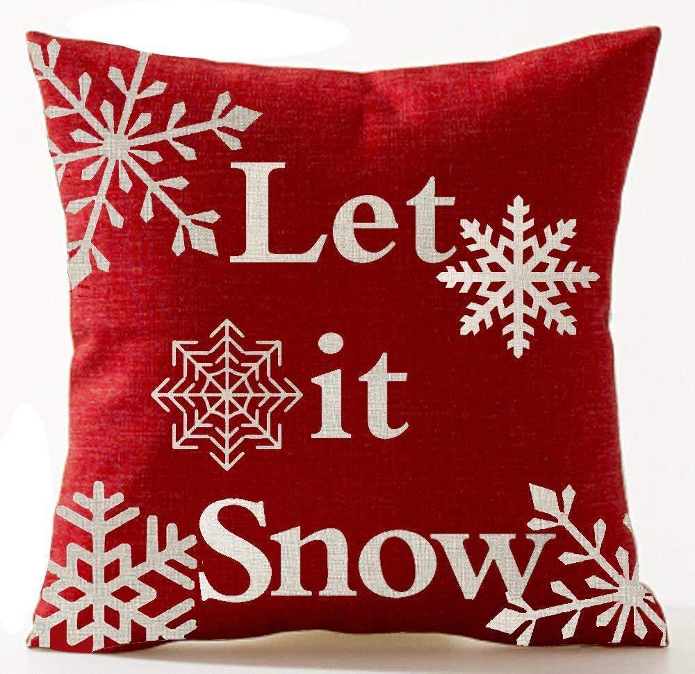 Świąteczna poszewka na poduszkę z napisem Let it Snow
