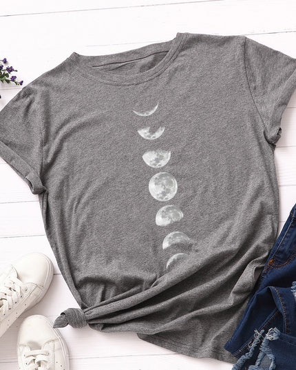 Damski T-shirt klasyczny z nadrukiem z motywem księżyca