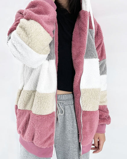 Damska bluza polarowa z kapturem czterokolorowa