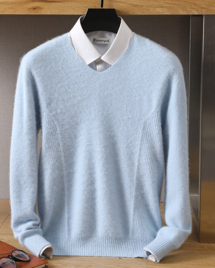 Męski sweter kaszmirowy z dekoltem w serek