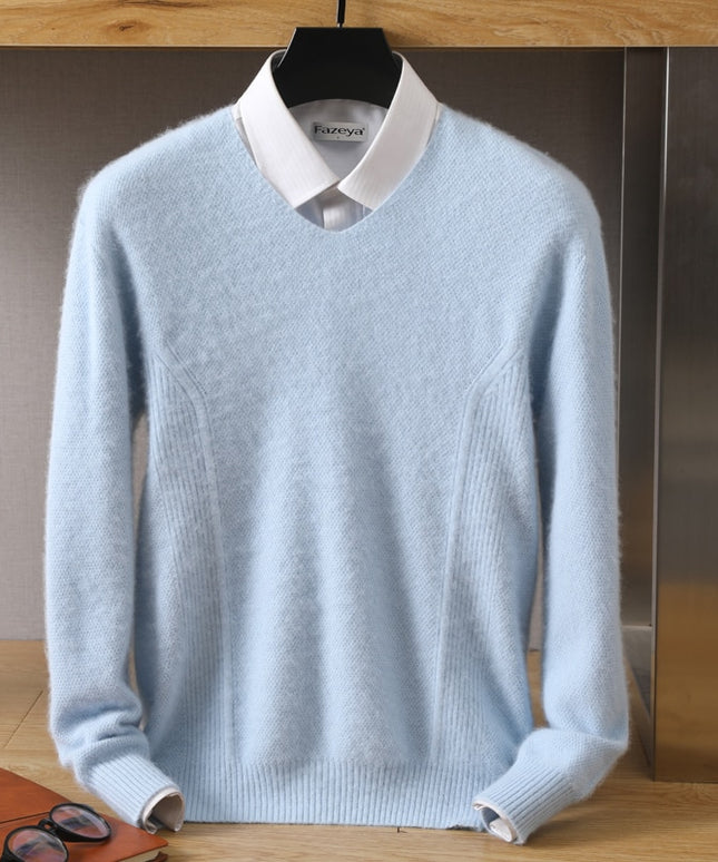 Męski sweter kaszmirowy z dekoltem w serek