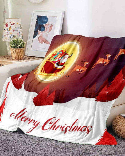 Koc świąteczny z nadrukiem reniferów