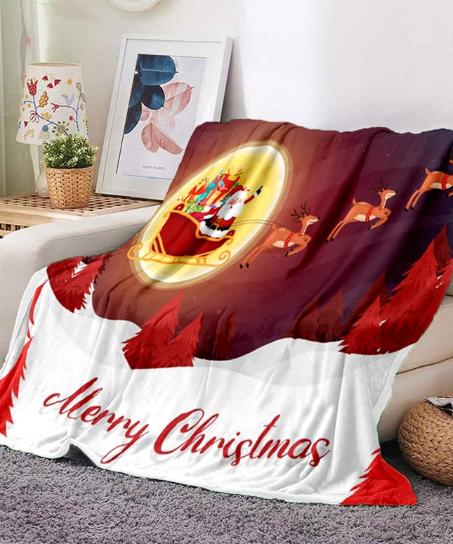 Koc świąteczny z nadrukiem reniferów