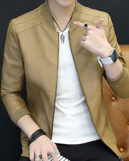 Męska kurtka przejściowa klasyczna z eko skóry