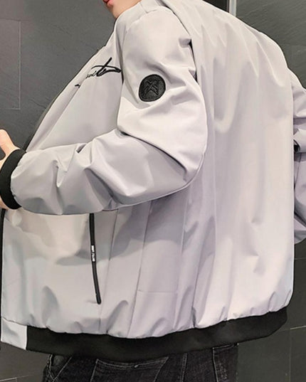 Męska kurtka przejściowa bomberka z napisem z przodu