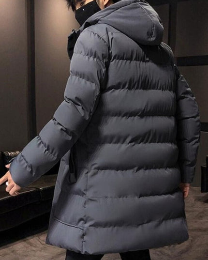 Męski płaszcz zimowy pikowany z kapturem