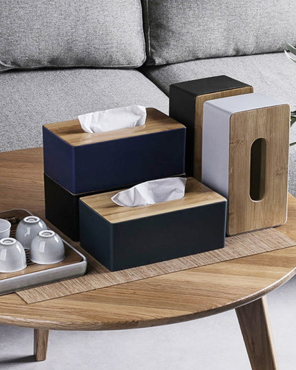 Pudełko na chusteczki drewniane z dodatkową przegródką