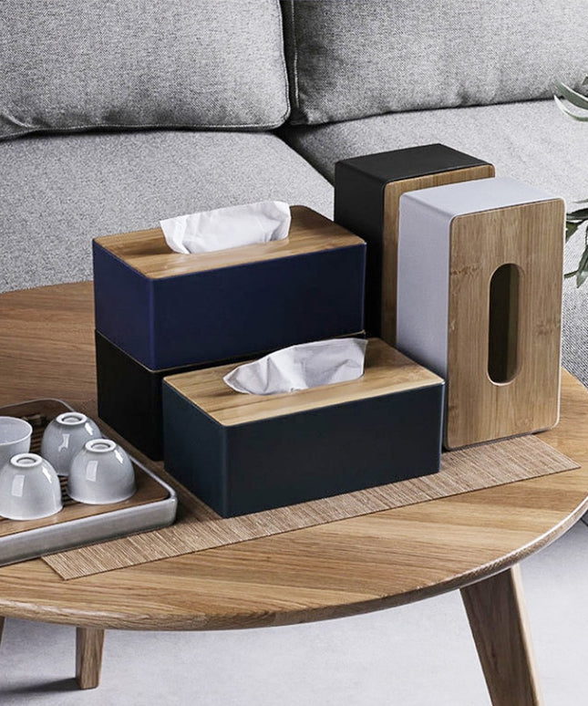 Pudełko na chusteczki drewniane z dodatkową przegródką