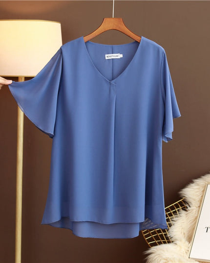 Damski T-shirt elegancki ze zwiewnego materiału