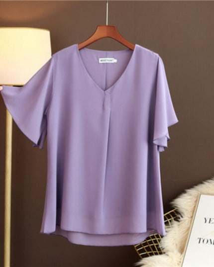 Damski T-shirt elegancki ze zwiewnego materiału