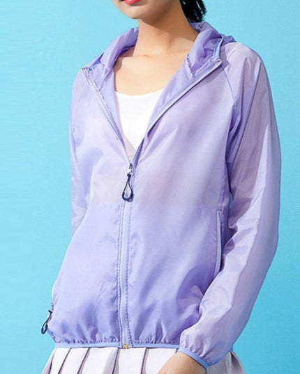 Damska kurtka przejściowa przeciwdeszczowa cienka z kapturem