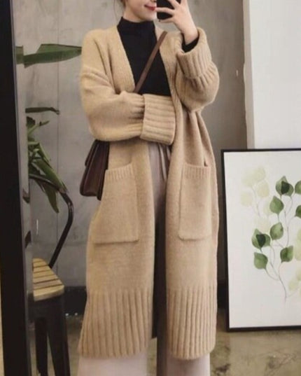 Damski sweter typu kardigan z kieszeniami