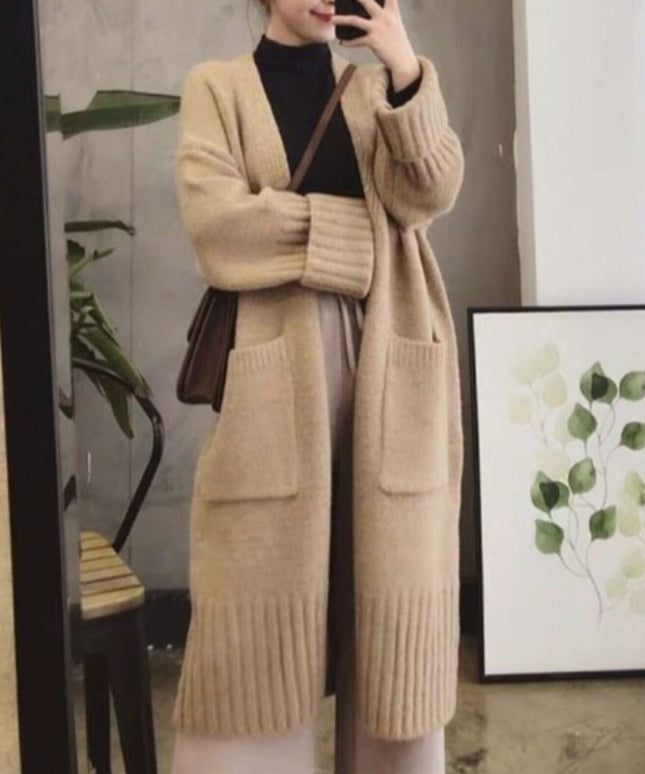 Damski sweter typu kardigan z kieszeniami