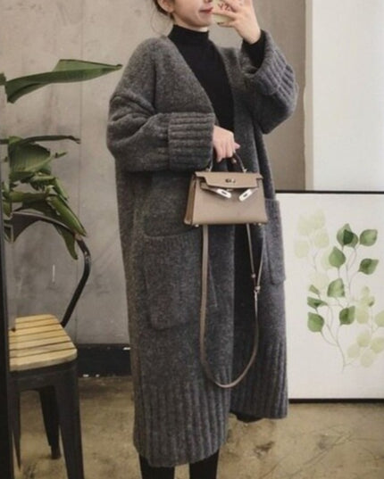 Damski sweter typu kardigan z kieszeniami