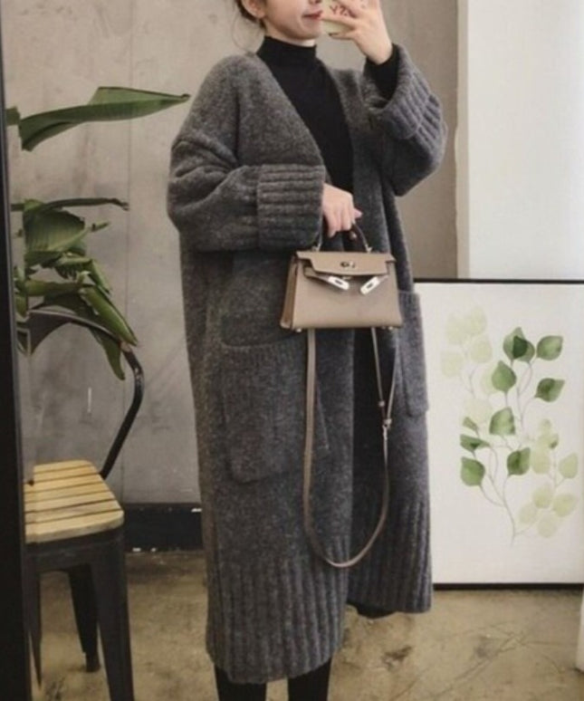 Damski sweter typu kardigan z kieszeniami