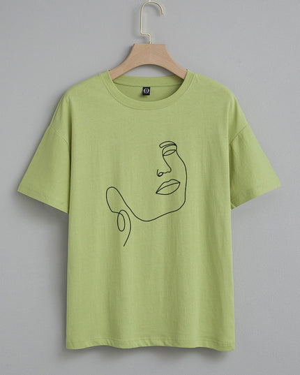 Damski T-shirt z nadrukiem z minimalistycznym motywem