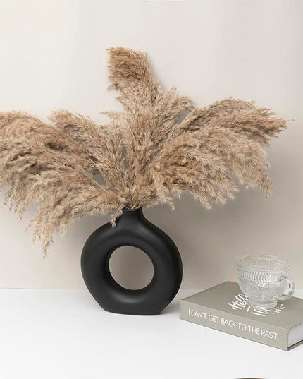 Wazon dekoracyjny ceramiczny okrągły w czarnym kolorze