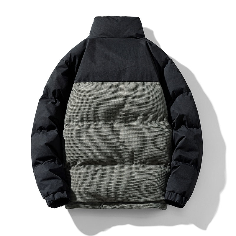 Męska kurtka zimowa puchowa z kontrastowymi kolorami