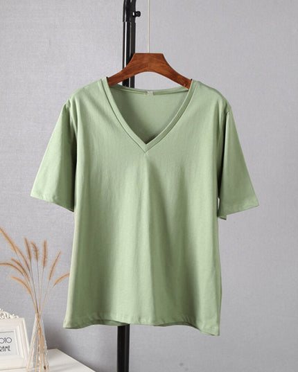 Damski T-shirt z dekoltem w serek