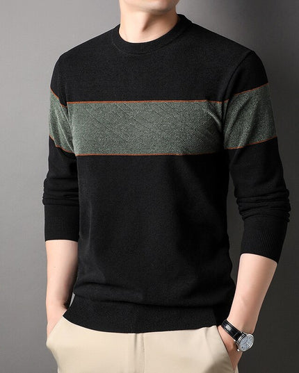 Męski sweter z dekoltem w łódkę dwukolorowy