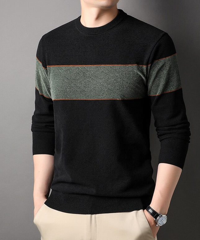 Męski sweter z dekoltem w łódkę dwukolorowy