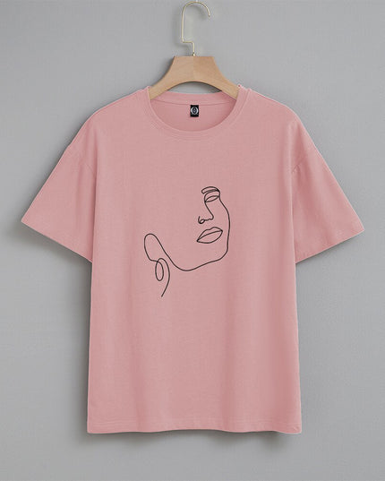 Damski T-shirt z nadrukiem z minimalistycznym motywem