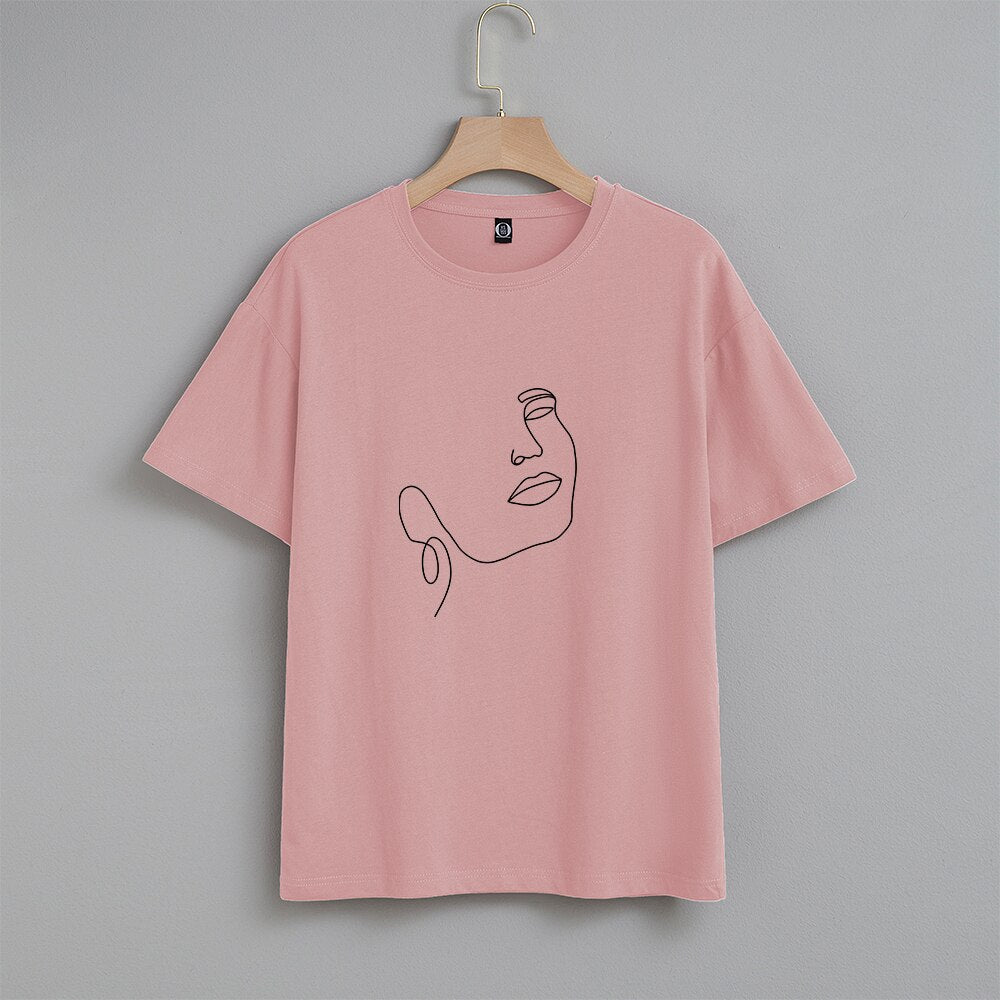 Damski T-shirt z nadrukiem z minimalistycznym motywem
