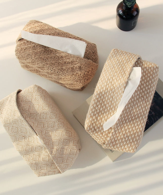 Pudełko na chusteczki tkane w brązowym kolorze