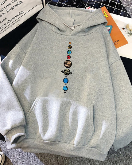 Męska bluza z kapturem z nadrukiem układu słonecznego