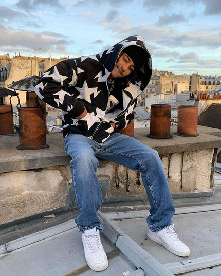 Męska bluza oversize w gwiazdki