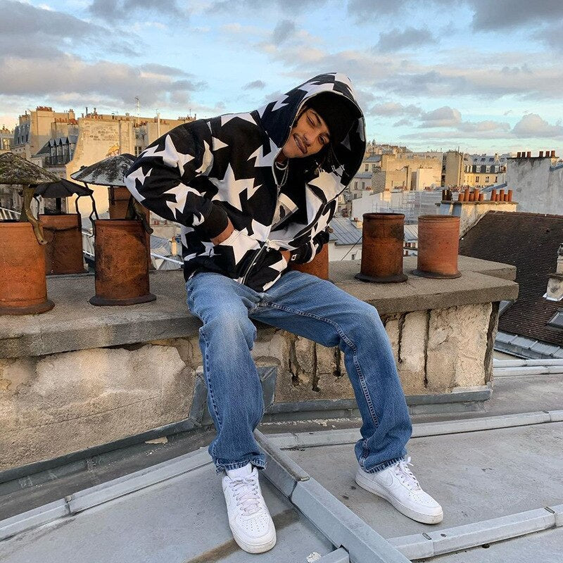 Męska bluza oversize w gwiazdki
