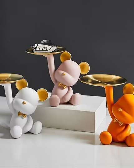 Figurka funkcjonalna w kształcie misia z tacką