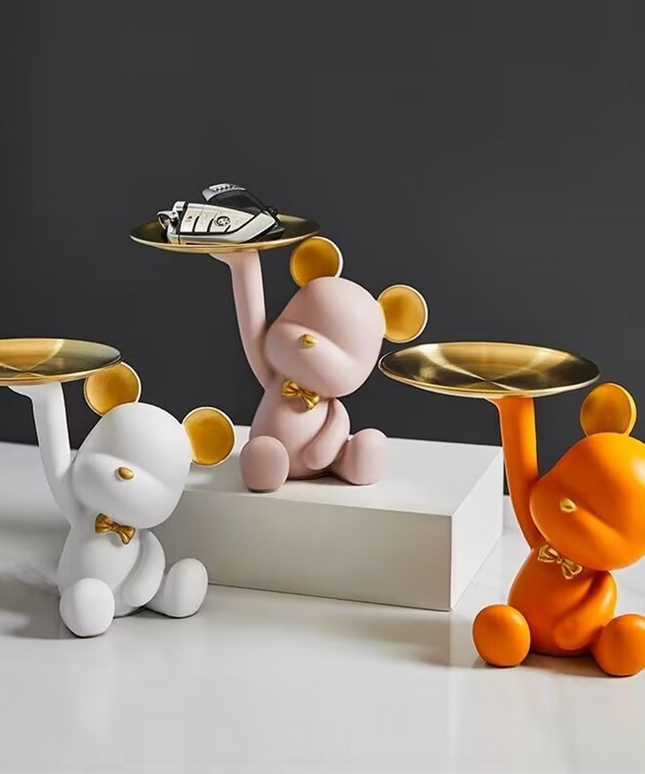 Figurka funkcjonalna w kształcie misia z tacką