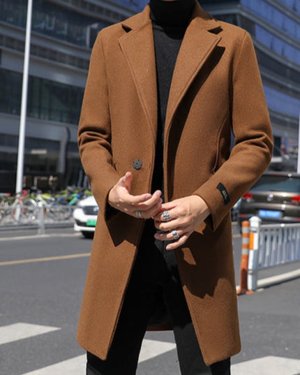 Męski elegancki płaszcz z kieszeniami