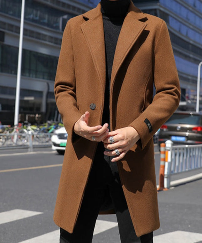 Męski elegancki płaszcz z kieszeniami