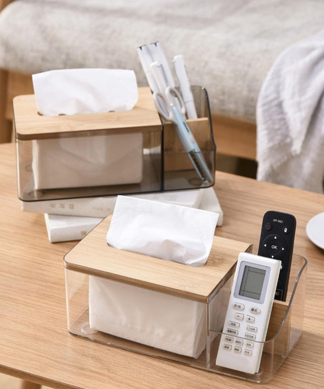 Pudełko na chusteczki przezroczyste z przegródkami organizator