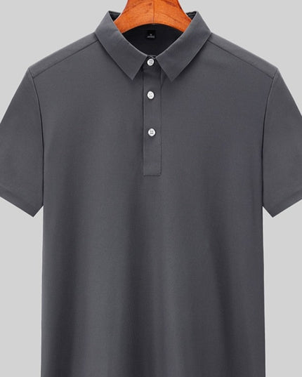 Męska koszulka polo jednokolorowa z białymi guzikami