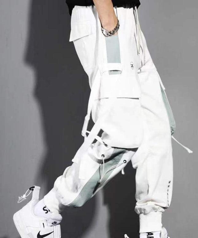 Męskie spodnie cargo z ozdobną lamówką