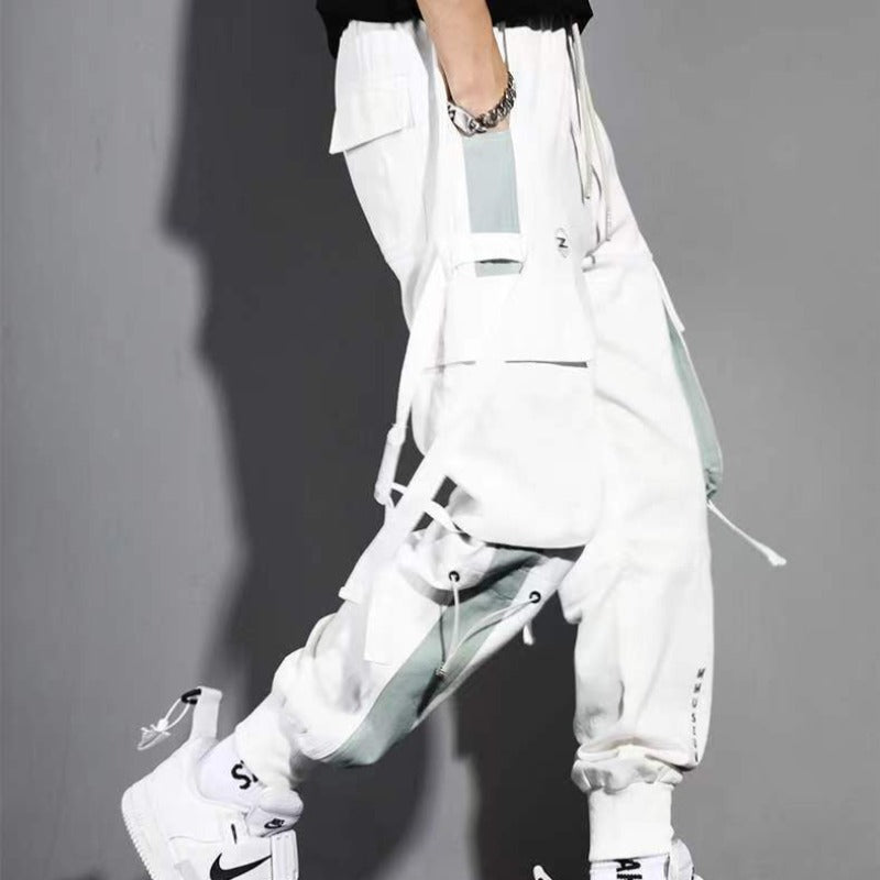 Męskie spodnie cargo z ozdobną lamówką